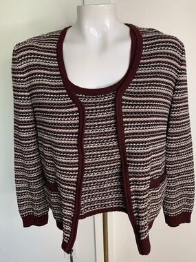 St John Sport Size PM Full Zip V-Neck Cardigan Sweater & Matching Shell